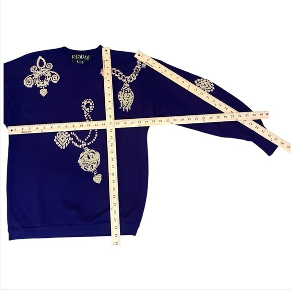 Escada by Margaretha Ley Vintage Purple Wool Sweater w/ Gold Embroidery Size 38 - Picture 8 of 15